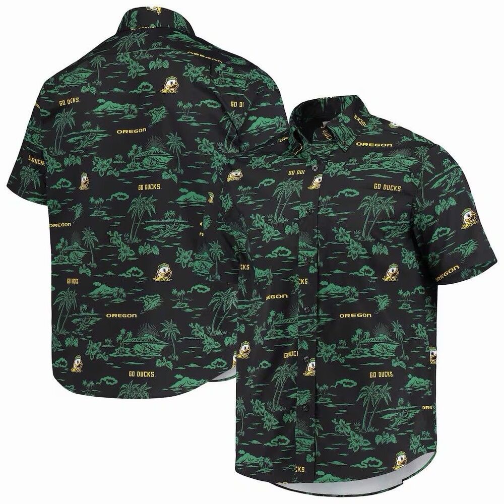 Reyn Spooner Oregon Ducks Kekai Hawaiian Shirt Mens XL Black NCAAButton Up NWT